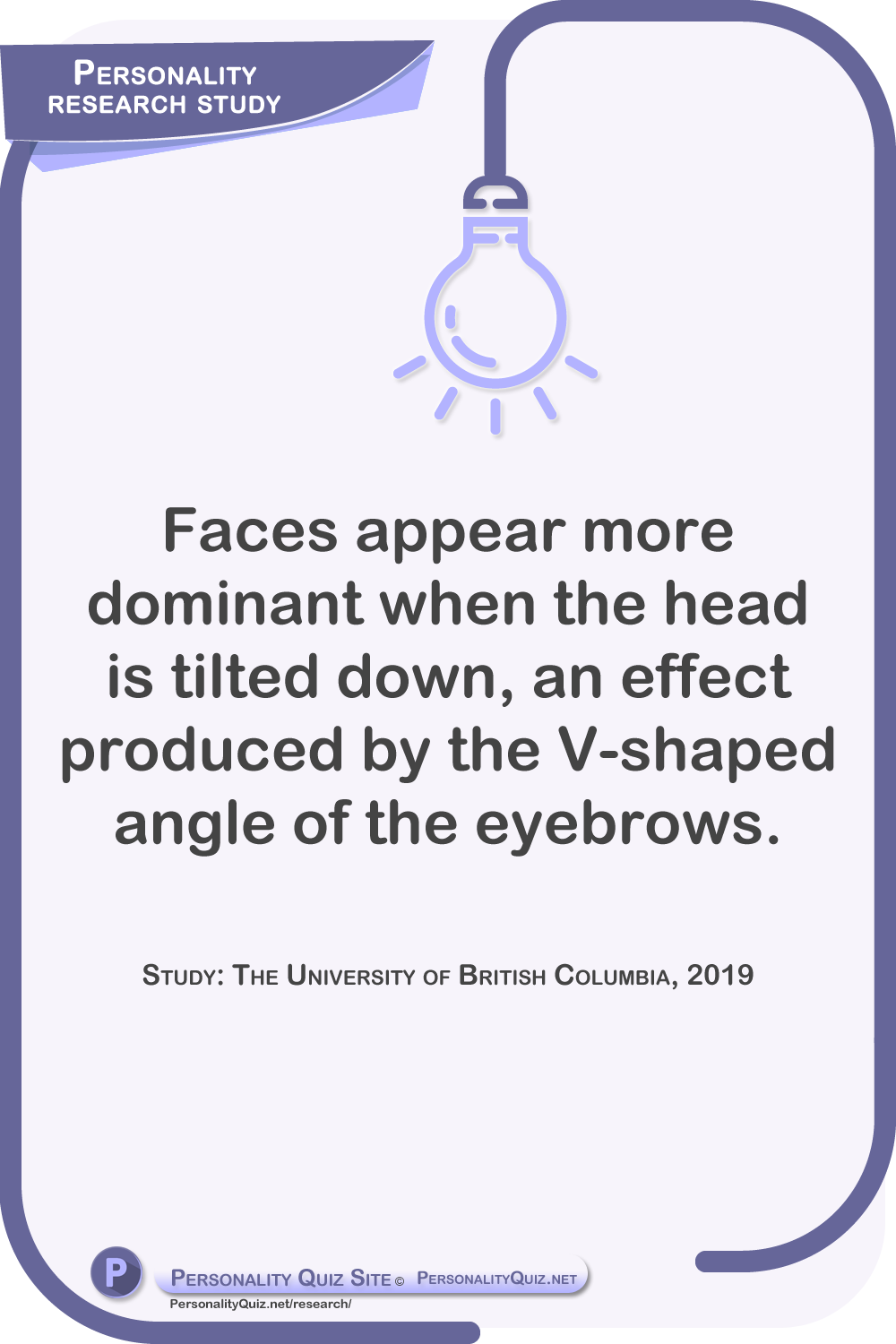 Faces appear more dominant when the head is tilted down, an effect produced by the V-shaped angle of the eyebrows. Study: The University of British Columbia, 2019