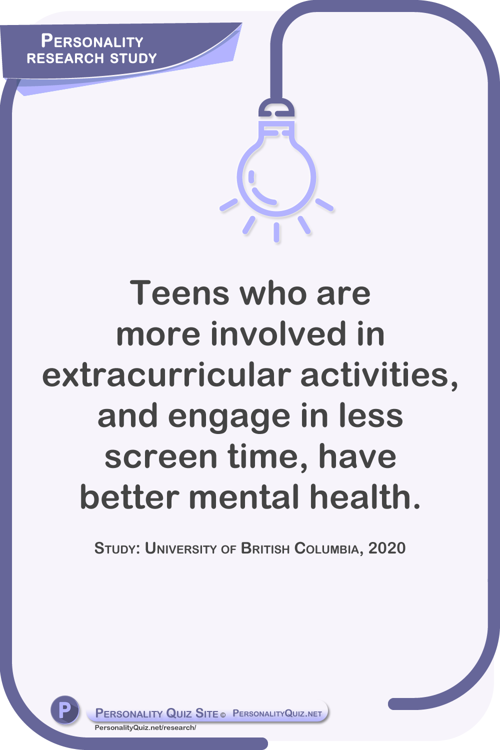 Teens who are more involved in extracurricular activities, and engage in less screen time, have better mental health. Study: University of British Columbia, 2020